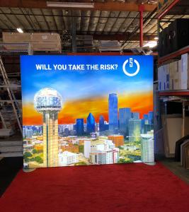 RENTAL: RE-1042 114 in Wide x 95 in High Double-Sided Lightbox with Backlit SEG Fabric Graphics -- View 2